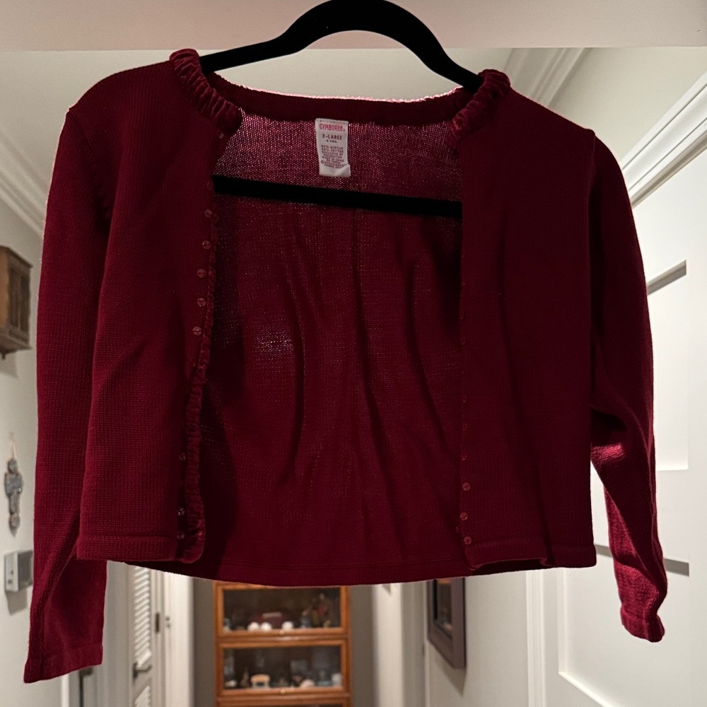 Girls’ Gymboree Deep Red Cardigan Sweater size 6 (girls XL)